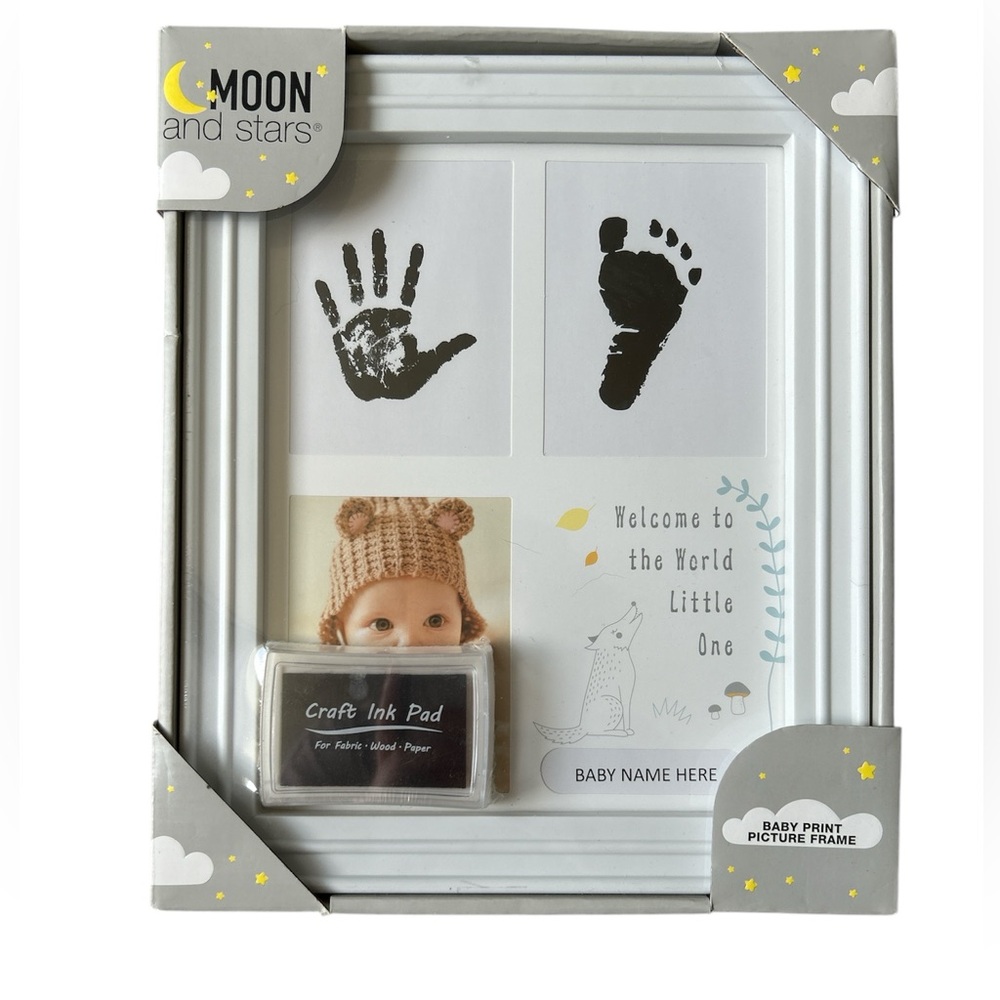 Moon and Stars Baby Handprint & Footprint Frame Kit – Keepsake Set